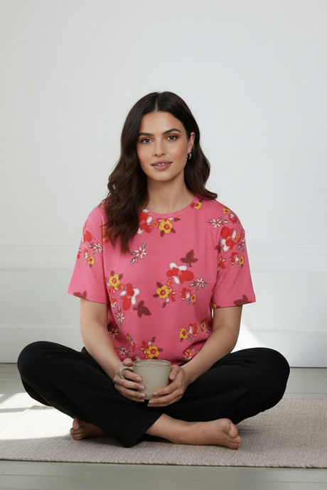 Zivame Knit Cotton Loungewear Top - Flowering Ginger — image 4